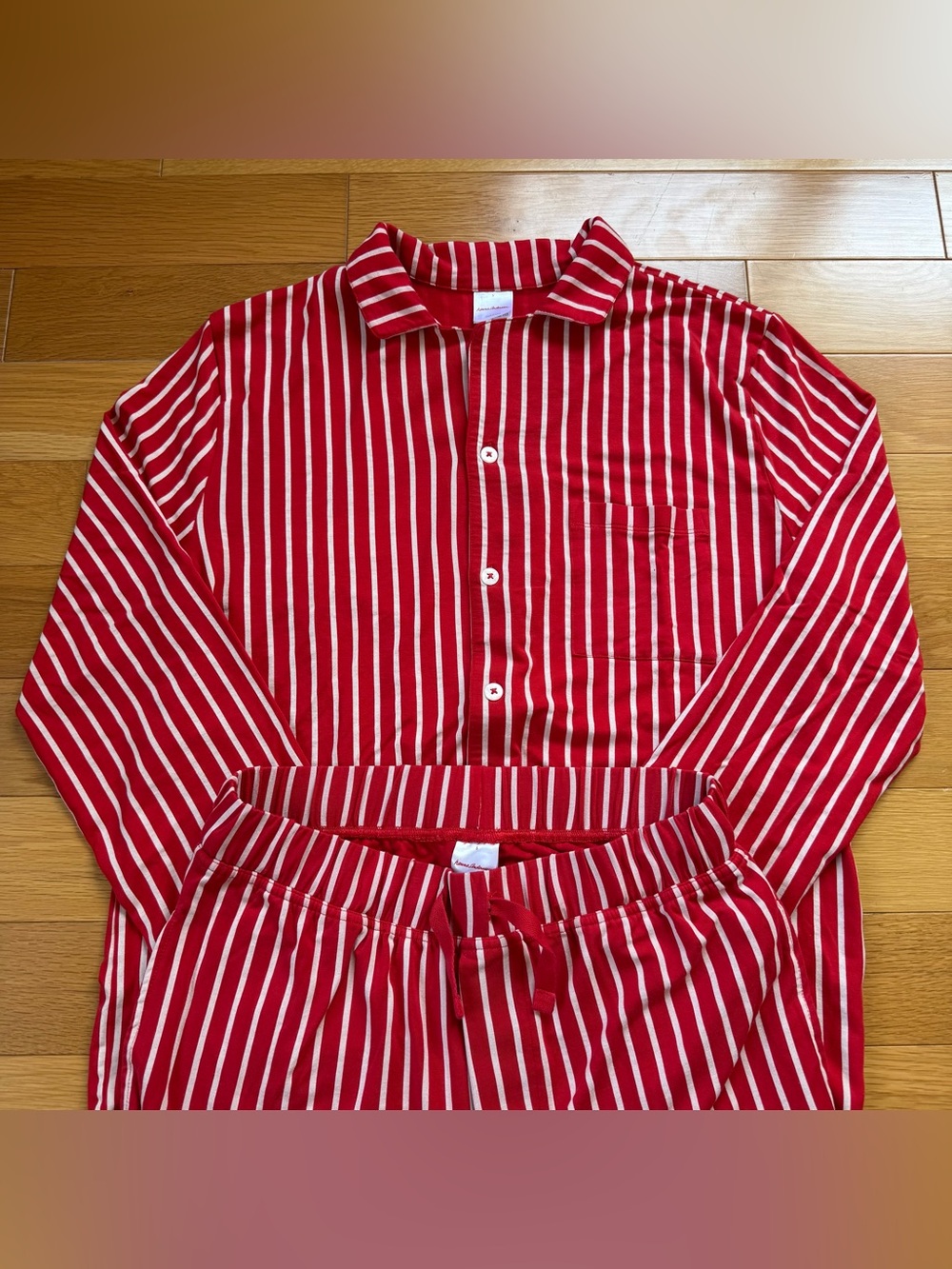 Hanna Andersson Unisex Long Sleeve HannaSoft™ Pajama Set Red White Stripes Small